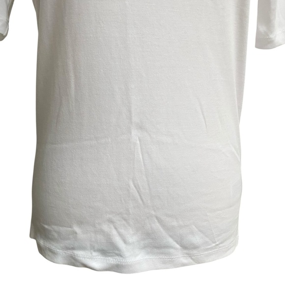 J.Crew Factory White Boatneck Tee Size S | Fair Trade Cotton Elbow Sleeve NWT - Picture 4 of 13